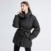 Women's Clothing Warm Stand Collar Belt Cotton Jacket Winter Padded Jacket With Detachable Hood, Warm Quilted Coat For Streetwear & Casual Outfits_ecoleips.com