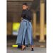 Women's Color Block Wide Leg Cropped Jeans Street Style Elastic Drawstring Pleated 2026 New Style Cross Border Independent Website_ecoleips.com