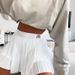 Women's Clothing Fashion Pleated Letter Embroidery Short Elastic Waist Mini Tennis Skirt_ecoleips.com