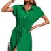 Aria Basics Aria Basics 2024 European And American Cross-Border New Hot Fashion Comfortable Shirt Collar Belt Waist-Cinching Dress For_ecoleips.com