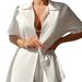 Women's Clothing Beach Vacation Solid Color Shirt Two Piece Suit Sexy Loose Sun Protection Clothing Casual Beach Shirt_ecoleips.com