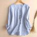 Women's Clothing Bohemian V-Neck Blouse | Lightweight Crinkle Chiffon Shirt With Roll-Up Sleeves – Airy Sky Blue & Versatile Layering Piece_ecoleips.com