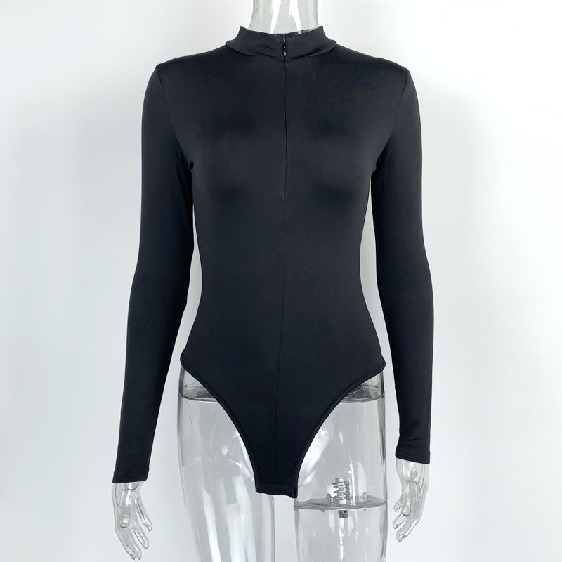 Autumn And Winter New Bottoming Shirt Women's Fashion Velvet Long-sleeved Zipper Tights Women's_ecoleips.com