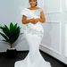 Long Mermaid Wedding Dress Diamond Bridal Gown off the Shoulder Design Floor Length Train Suitable for Black Girls_ecoleips.com