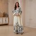 SW2611 Women's Rhinestone Beaded Print Long Robe Dress Muslim Fashion Clothing_ecoleips.com