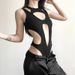 Women's Slim Fit Jumpsuit Hollow out Patchwork Fashion Sexy Hot Girl 2025 Solid Color Wholesale Summer_ecoleips.com