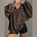 Retro Leopard Print Stand Collar Jacket For Women, Autumn 2025 New Design, Loose Mid-Length Sweatshirt, Trendy Early_ecoleips.com
