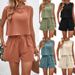 Women's Clothing Fashion Suit Temperament Sleeveless Top Shorts Pants Two Piece Suit_ecoleips.com