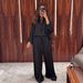 Women's Fashion Set Solid Color V Neck Tie Waist Loose Fitting Casual Trousers Suit New Style Elegance_ecoleips.com