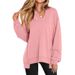 Autumn And Winter Colorful Striped V-Neck Loose Sweatshirt Sweatshirt Women's Contrast T-Shirt_ecoleips.com