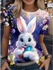 Fashion Summer Easter Bunny 3D Printed T-Shirt Women Street Casual Harajuku T-Shirt Women's Crew Neck T-Shirt Tops Clothing_ecoleips.com