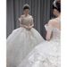 Off-Shoulder White Wedding Dress 2025 New Model Bride Heavy Craft Luxurious French Vintage Main Train Straight Hair_ecoleips.com
