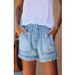 Women's Clothing Elastic Waist Drawstring Casual High Waist Slim Denim Shorts Women_ecoleips.com