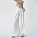 White Wide-leg Jeans For Women, Spring/summer, High-waisted, Pleated, Loose, Slimming, Hip-covering, Drapey,_ecoleips.com