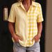 Women's Clothing Women's Casual Street Fashion Collared Plaid Patchwork Shirt Short Sleeve For Formal & Casual For Women_ecoleips.com