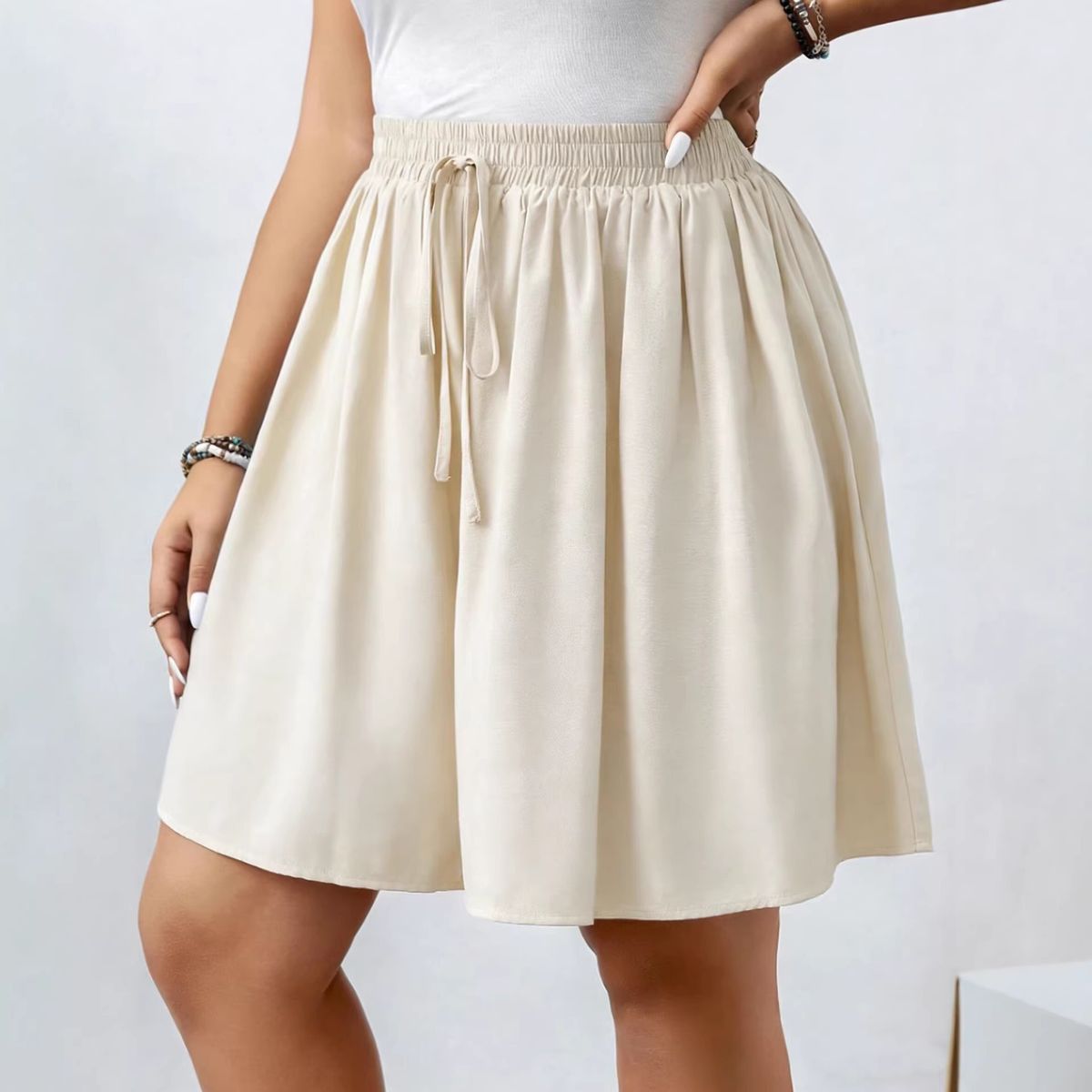 Women's plus Size Solid Color Shorts Versatile Fashionable Summer Clothing European And American Style 2026 in Stock Six Colors_ecoleips.com