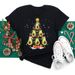 New Merry Christmas Tree Santa Claus Simple Round Neck White Plus Size Short Sleeve Women's T-Shirt_ecoleips.com