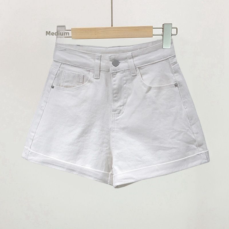 Women's High Waist Denim Shorts Korean Style Summer 2026 Loose Fit Slimming Trendy Rolled up Hem a Line Wide Leg Hot Pants_ecoleips.com