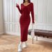 Women's Clothing 2025 Autumn Winter New French Style Chic Knitted Dress Slim Fit Two-Piece Set_ecoleips.com