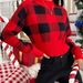 Christmas Knit Sweater Women's Long Sleeve Turtleneck - Fair Isle Jacquard Pattern Cozy Winter Pullover In Red & Black (S/M/L)_ecoleips.com