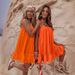 2024 Summer New Cross-Border European And American Women's Clothing Solid Color Loose Ruffle Hem Dress_ecoleips.com