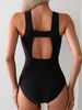 Women's Solid Color One Piece Swimsuit Slim Fit Athletic Sports Swimwear For Training And Leisure_ecoleips.com