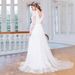 Maternity Wedding Dress European American Style Lace Long Sleeves V Back Puffy Skirt Maternity Dress_ecoleips.com