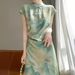 2024 Spring/Summer Women's Retro Slimming Dress, Tencel Cotton New Chinese Style Long Modified Cheongsam_ecoleips.com