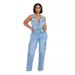 Women's Clothing slim elastic washed denim jumpsuit straight jumpsuit_ecoleips.com