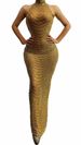 Flared Bodycon Dress With Rhinestones And Mesh Birthday Party Evening Gown For Women_ecoleips.com
