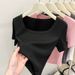 Women's Threaded Short Sleeve T-Shirt Spring, Summer And Autumn 2025 New Comfort Sports Top Casual Interior Bottom Shirt_ecoleips.com