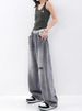 KEN STUDIO Summer New Ripped Gradient Wide-Leg Jeans For Women, High-Waisted, Loose, Slimming, Straight-Leg Pants_ecoleips.com