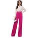 Elegant High-Waisted Wide-Leg Pants For Women - Stretch Polyester Trousers With Metallic Accents, Office & Casual Wear_ecoleips.com