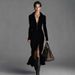Elegant Winter Women's Korean Velvet Dress With Lapel Collar, Front Slit & Zipper - A-Line Midi Dress For Fall & Winter_ecoleips.com