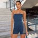 Women's Clothing Sexy Hollow Hole Zipper Wrapped Chest Stretch Denim Washed Jumpsuit_ecoleips.com