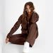 Women's Clothing Solid Color Two Piece Set Long Sleeved Zipper Loose Top With Lace Up Trousers Casual Suit_ecoleips.com