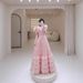 Sparkly Pink Slim Fit Deep V Neck Princess Style Dress European American Elegant Evening Gown for Brides Banquets_ecoleips.com