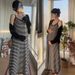 Summer New Korean Fashion Striped Knitted Strap 2-Piece Maternity Dress_ecoleips.com
