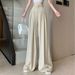 Suitable For All Seasons Fashionable Light Solid Color Linen Suit For Women, Summer New High-Waist Draped Elegant Daily Commuter Wide-Leg_ecoleips.com