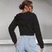 Voya Women's Fashion Design Sense Hooded Sweatshirt With Spring And Summer Zipper Cardigan Short Top_ecoleips.com