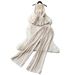 Women's Halter Neck Tie Vest High Waisted Wide Leg Pants Two Piece Set Slim Fit Summer Resort Style Clothing_ecoleips.com