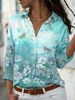 Women's Clothing Women's Print Long Sleeved Collared Shirt Spring Summer For Formal & Casual For Women_ecoleips.com