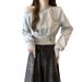 Real Shot Of Foreign Trade Women's Long-sleeve Sweatshirt With Slanted Collar Off-shoulder Design, Korean Style, Loose_ecoleips.com