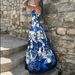 Women's Clothing Spring/Summer Long Dress For Women V Neck Patchwork Printed Fashion Suspender Slit Full Skirt_ecoleips.com