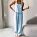 Women's Clothing Sleeveless Suspender Trousers Two Piece Suit Loose Fashionable Outer Wear Cotton And Linen Home Clothes_ecoleips.com