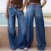 Women's Clothing Loose Slim Women's Wide Leg Straight Pants Denim Nine Point Pants_ecoleips.com