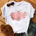 Summer Hot-selling Floral Butterfly Heart Cute Printed Simple Cartoon Short-sleeve Women's Top_ecoleips.com