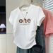 Korean Style Women's round Neck Short Sleeve T-Shirt Slim Fit Curved Hem Irregular Top Base Layer for Summer Alluring Pure_ecoleips.com