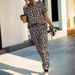 Summer New Casual Leopard Print For Women Short Sleeve Top And Long Pants Two-Piece Set_ecoleips.com