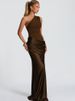 JULISSA MO Patchwork Satin Sexy One Shoulder Ruched Women Dress Backless Maxi Dress Winter Slim Elegant Party Evening Dress 2025_ecoleips.com